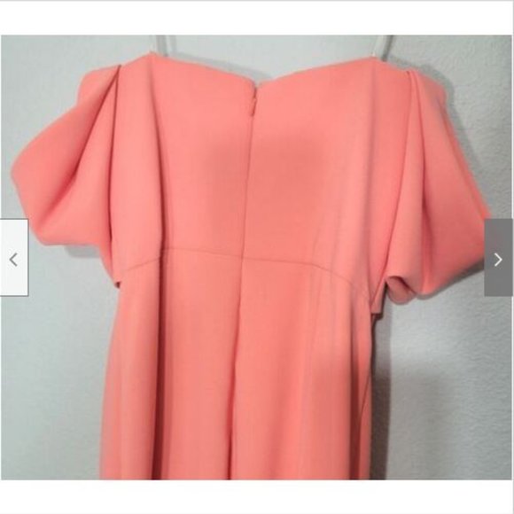 NWT Marchesa Notte Coral Off Shoulder Embellished Crepe Gown Dress 4 - Picture 8 of 11